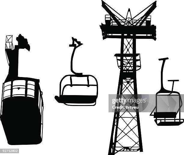 stockillustraties, clipart, cartoons en iconen met winter transportation shapes - skilift