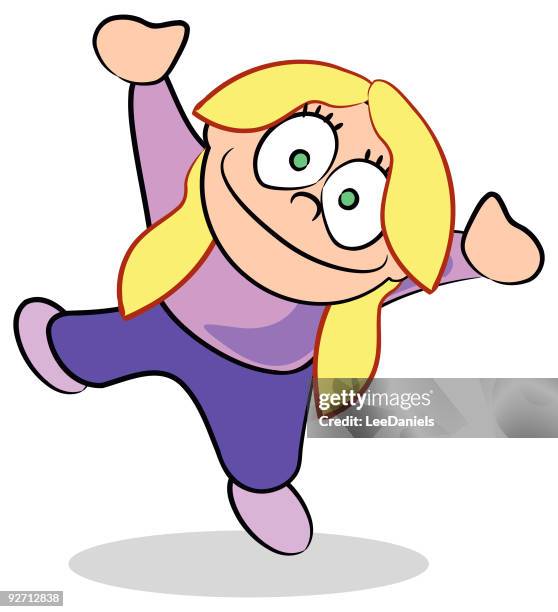 little girl jumping - toddler jumping stock illustrations