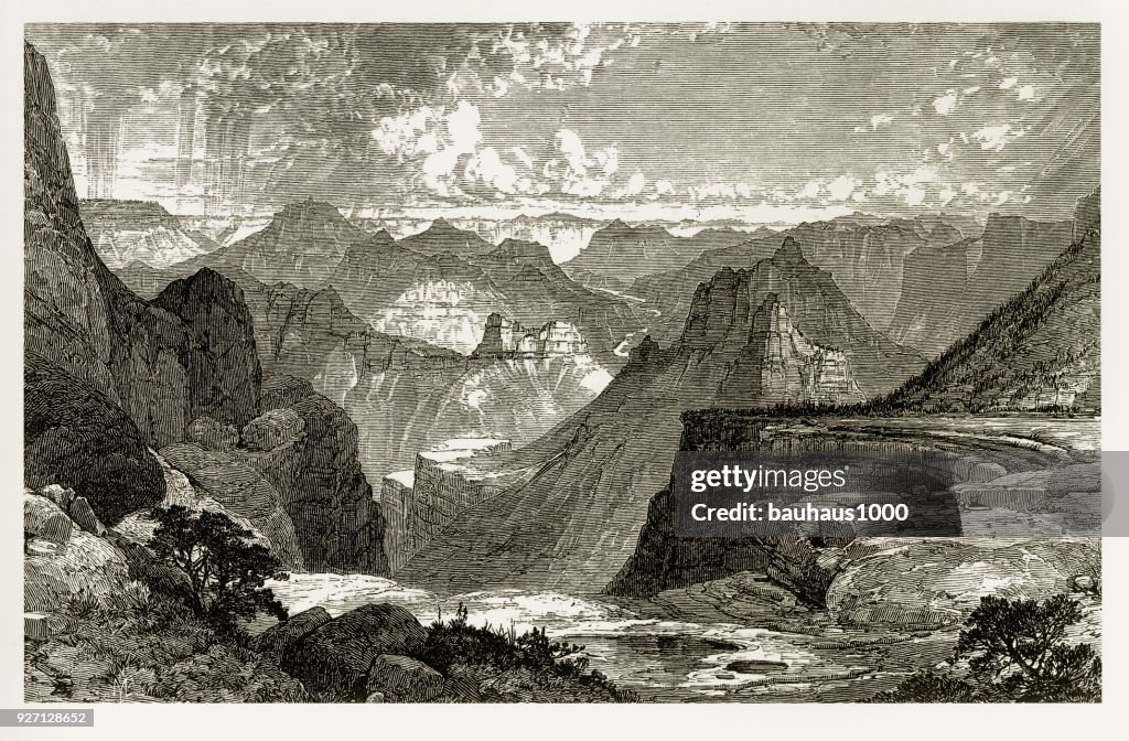 Grand Canyon in Colorado Victorian Engraving