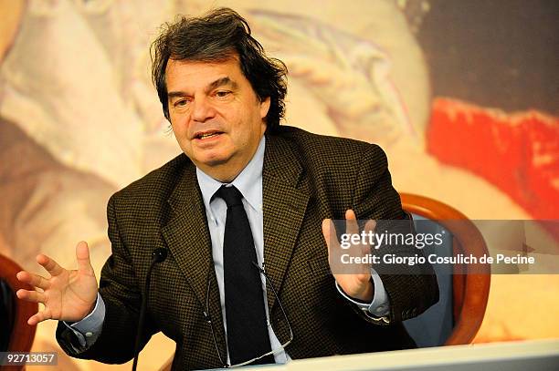 Italian Minister of Innovation and Public Administration Renato Brunetta holds a conference to unveil the first results of the Justice Department...