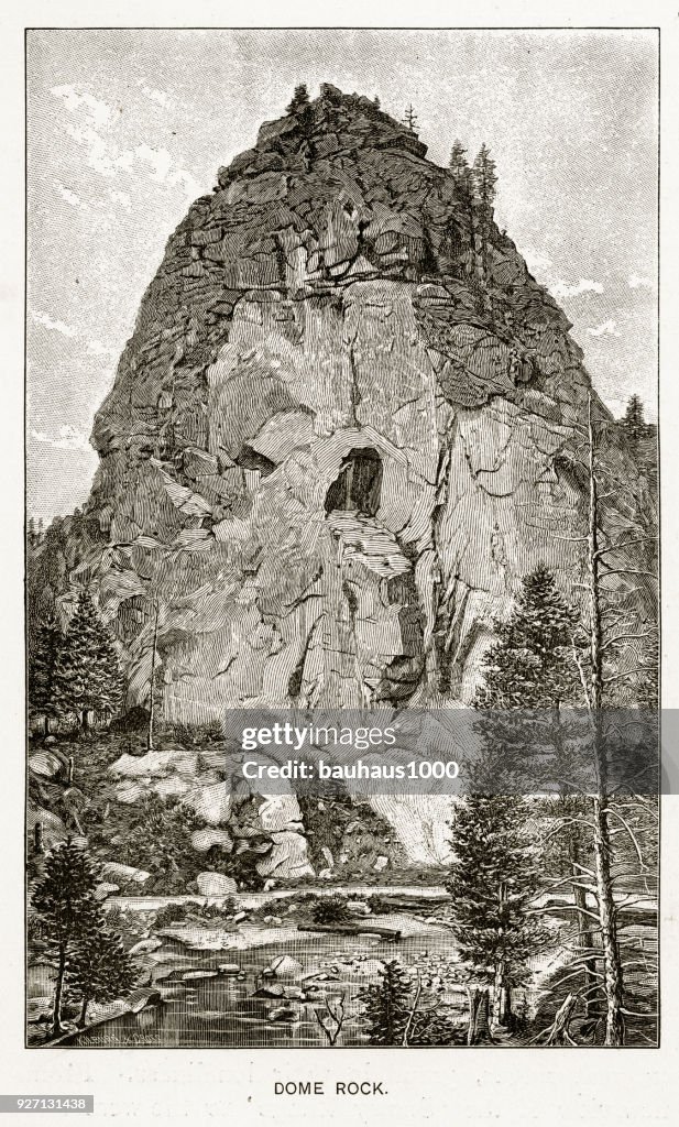 Dome Rock in Boulder Canyon Victorian Engraving