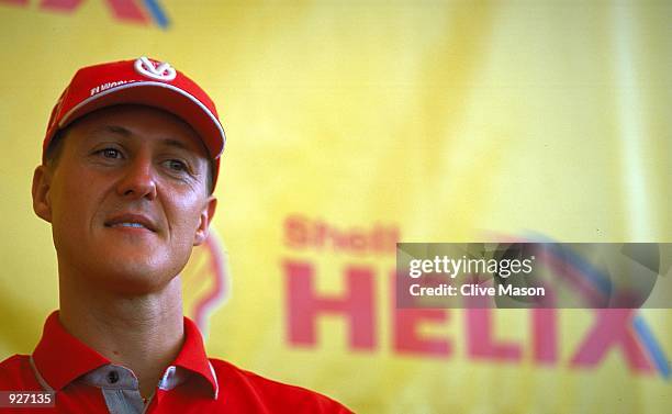 Michael Schumacher of Germany and Ferrari speaks to the media during a Shell Press Conference, in the lead up to the Australian Grand Prix held in...
