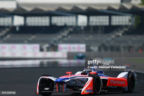 Nick Heidfeld of Germany from Mahindra drives during the Mexico E-Prix practice laps as part of the Formula E Championship at Autodromo Hermanos...