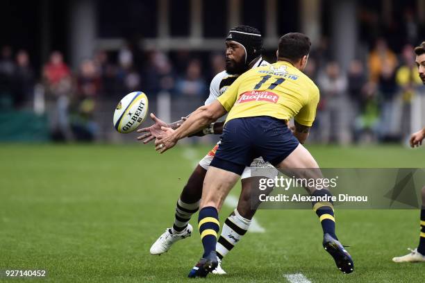 Levani Botia of La Rochelle during the French Top 14 match between Clermont and La Rochelle at Stade Marcel Michelin on March 4, 2018 in...