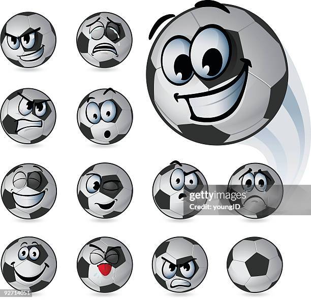 soccer ball emoticons - cartoon face stock illustrations