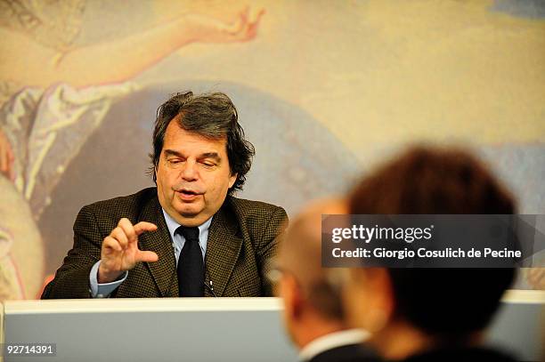 Italian Minister of Innovation and Public Administration Renato Brunetta holds a conference to unveil the first results of the Justice Department...