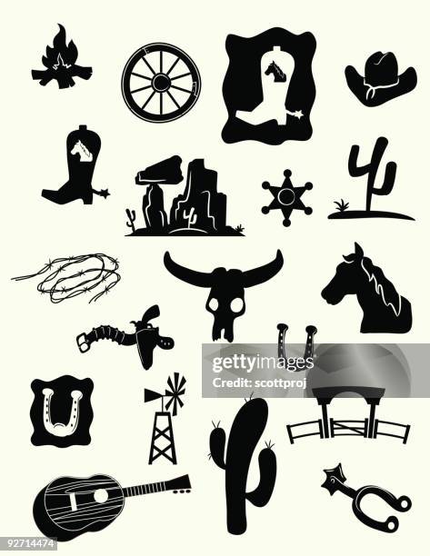 wild west icons - cowboy hat clipart stock illustrations