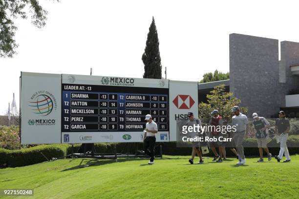 General view of signage on the 10th tee during the third round of World Golf Championships-Mexico Championship at Club de Golf Chapultepec on March...