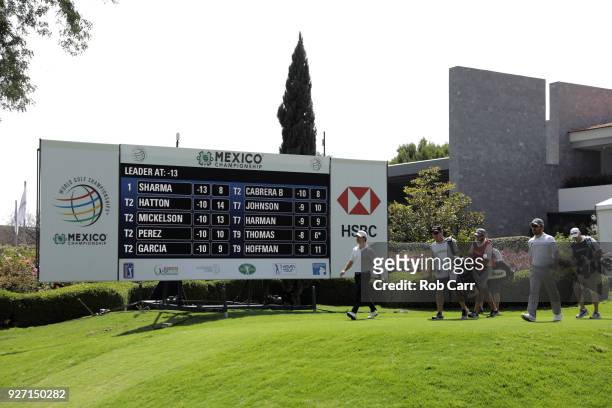 General view of signage on the 10th tee during the third round of World Golf Championships-Mexico Championship at Club de Golf Chapultepec on March...
