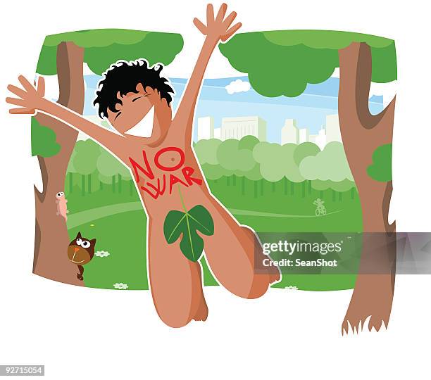 naked demonstrator, streaker - young at heart stock illustrations