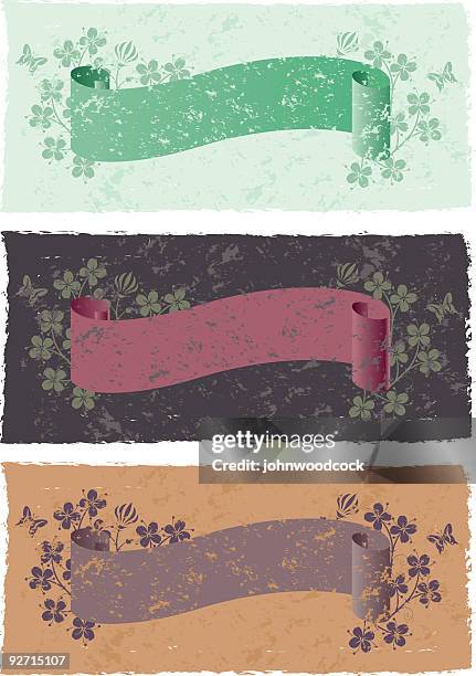 floral scroll - text box vector stock illustrations