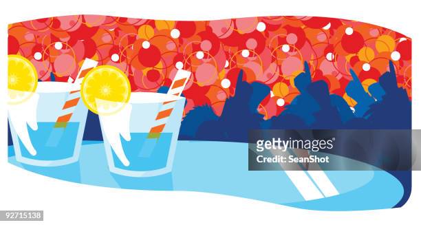 dancing bubble drink - girls night out stock illustrations