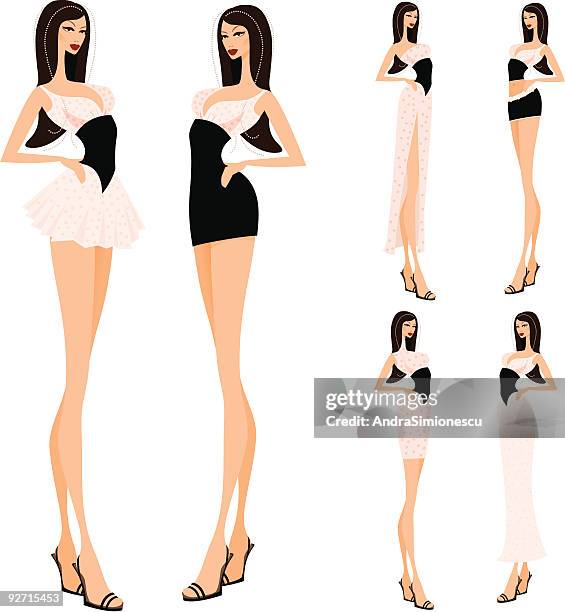 fashion design - spring summer - getting dressed for work stock illustrations
