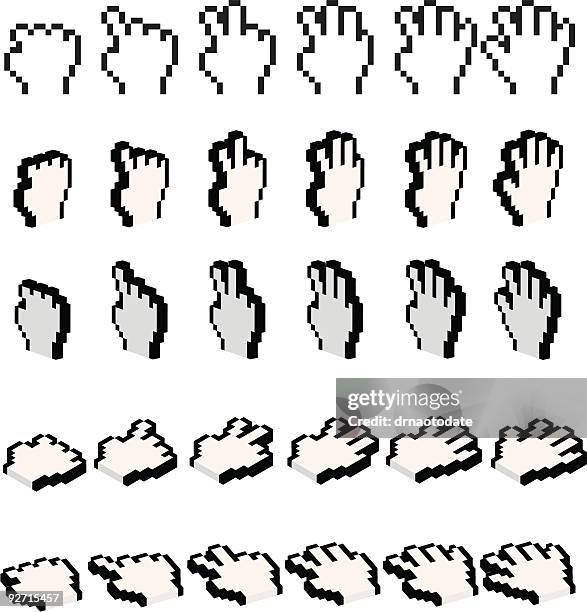 3d counting hand cursor - hands counting stock illustrations