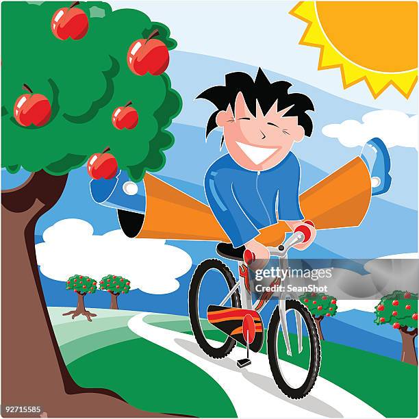 spring happy bike - careless stock illustrations