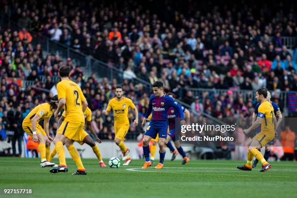 Phillip Couthino from Brasil of FC Barcelona La Liga match between FC Barcelona v Atletico de Madrid at Camp Nou Stadium in Barcelona on 04 of March,...