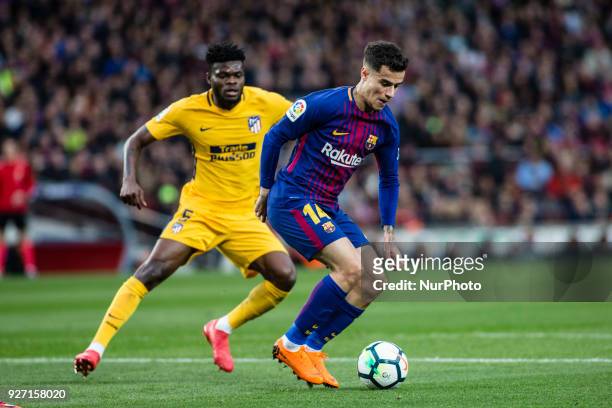 Phillip Couthino from Brasil of FC Barcelona during La Liga match between FC Barcelona v Atletico de Madrid at Camp Nou Stadium in Barcelona on 04 of...