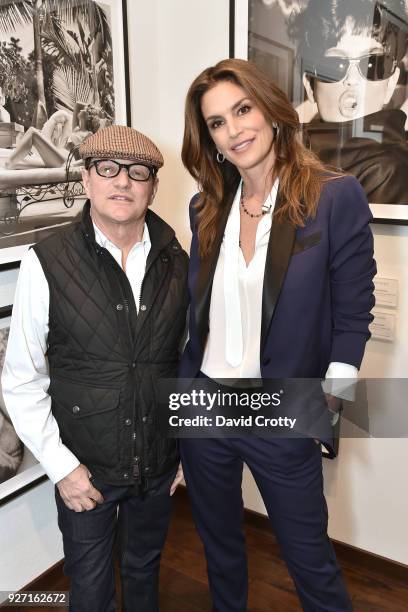 Artist Matthew Rolston and event host supermodel Cindy Crawford at Rolston's Hollywood Royale exhibition preview at Fahey/Klein Gallery on March 1,...