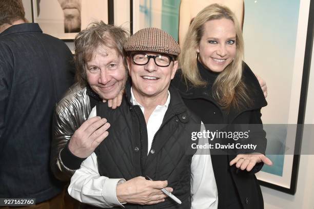 Matthew Rolston with Hollywood power couple Angela Janklow and Jeff Stein at Rolston's Hollywood Royale exhibition preview at Fahey/Klein Gallery on...