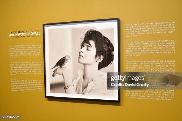 Installation view, feature wall, Rolston's portrait of Isabella Rossellini, center at Rolston's Hollywood Royale exhibition preview at Fahey/Klein...