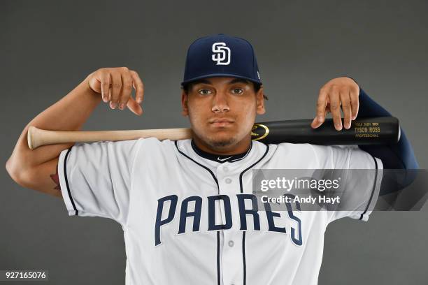 Josh Naylor of the San Diego Padres poses for a portrait at the Peoria Sports Complex on February 17, 2018 in Peoria, Arizona.
