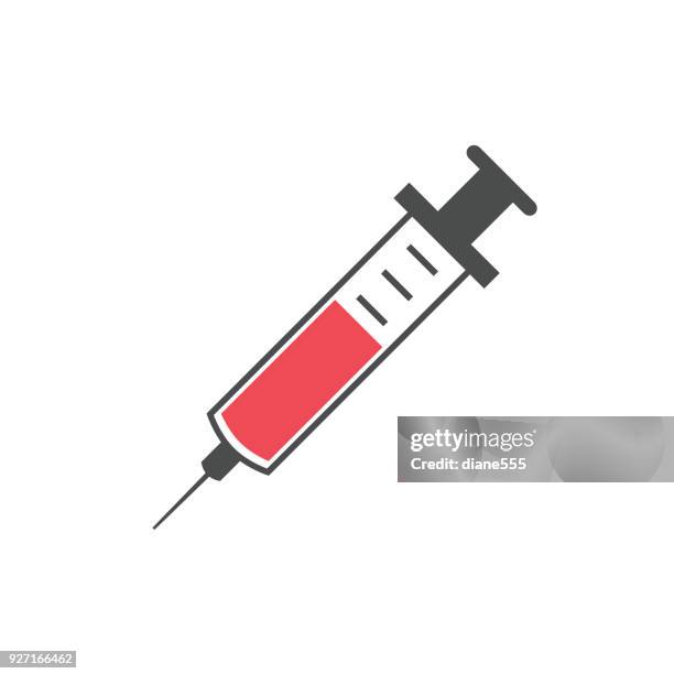 medical and healthcare icon in flat design style - syringe stock illustrations