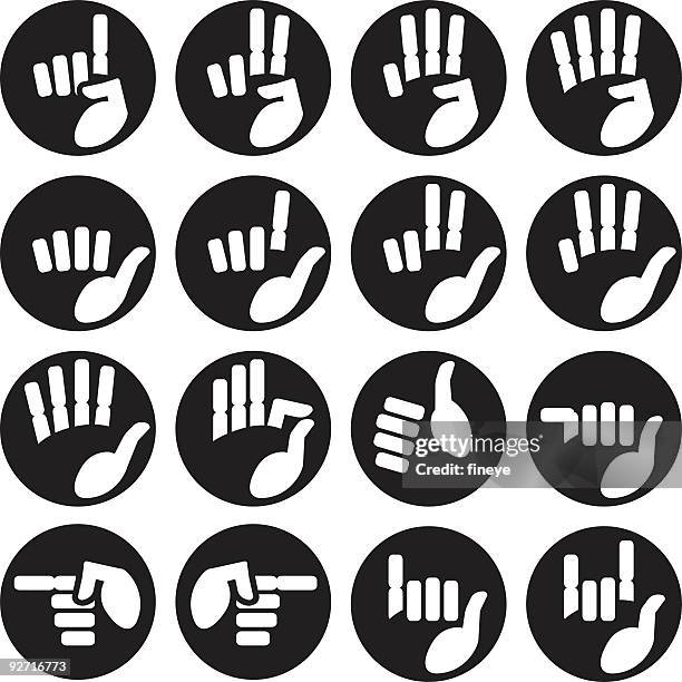 hands icons, set 1 - horn sign stock illustrations