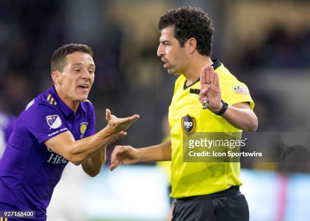 Orlando City midfielder Will Johnson argues the out of bounds call during the MLS soccer match between the Orlando City SC and DC United on March,...