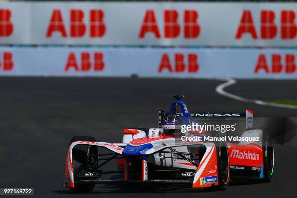 Nick Heidfeld of Germany from Mahindra drives during the Mexico E-Prix as part of the Formula E Championship at Autodromo Hermanos Rodriguez on March...