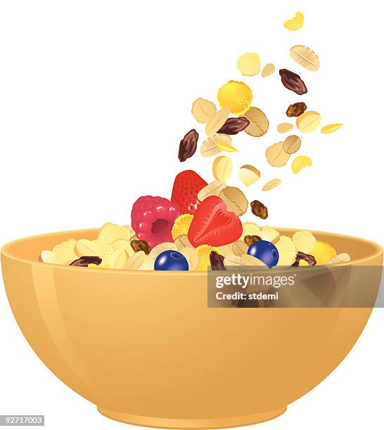 illustrazioni stock, clip art, cartoni animati e icone di tendenza di cereali da colazione - avena cereali da colazione