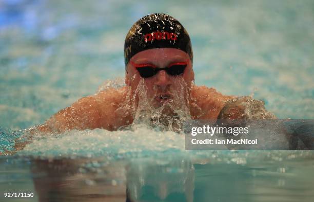 Adam Peaty of Loughboro University competes in the Men's 50m Breaststroke Event during The Edinburgh International Swim meet incorporating the...