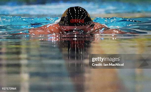 Adam Peaty of Loughboro University competes in the Men's 50m Breaststroke Event during The Edinburgh International Swim meet incorporating the...