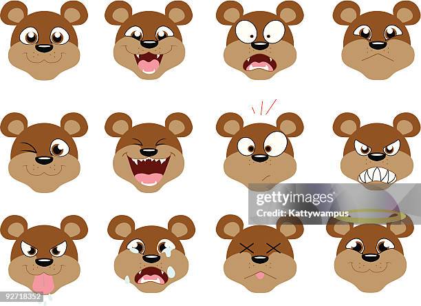 bear emoticons - bären zunge stock-grafiken, -clipart, -cartoons und -symbole