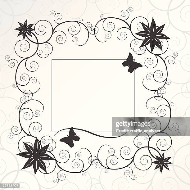 floral frame - rococo style stock illustrations