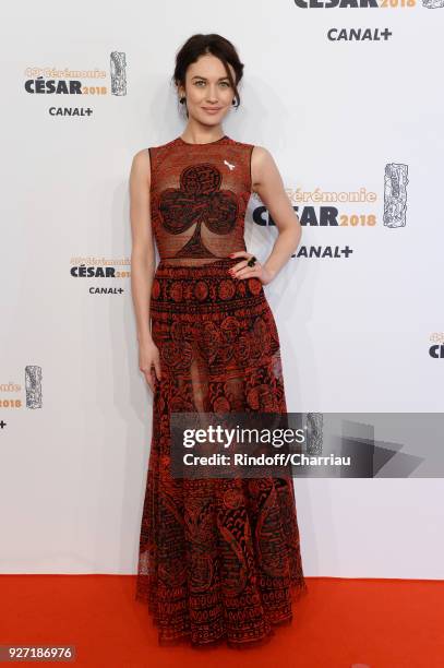 Olga Kurylenko arrives at the Cesar Film Awards 2018 At Salle Pleyel on March 2, 2018 in Paris, France.