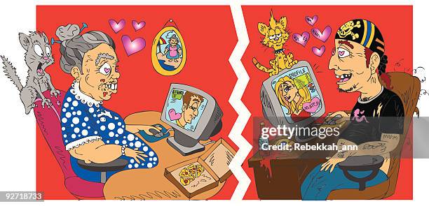 the perfect match! - tinder match stock illustrations