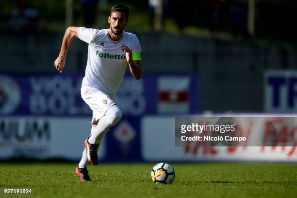 Davide Astori of ACF Fiorentina in action during the pre-season friendly football match between ACF Fiorentina and AC Trento. Italy international...