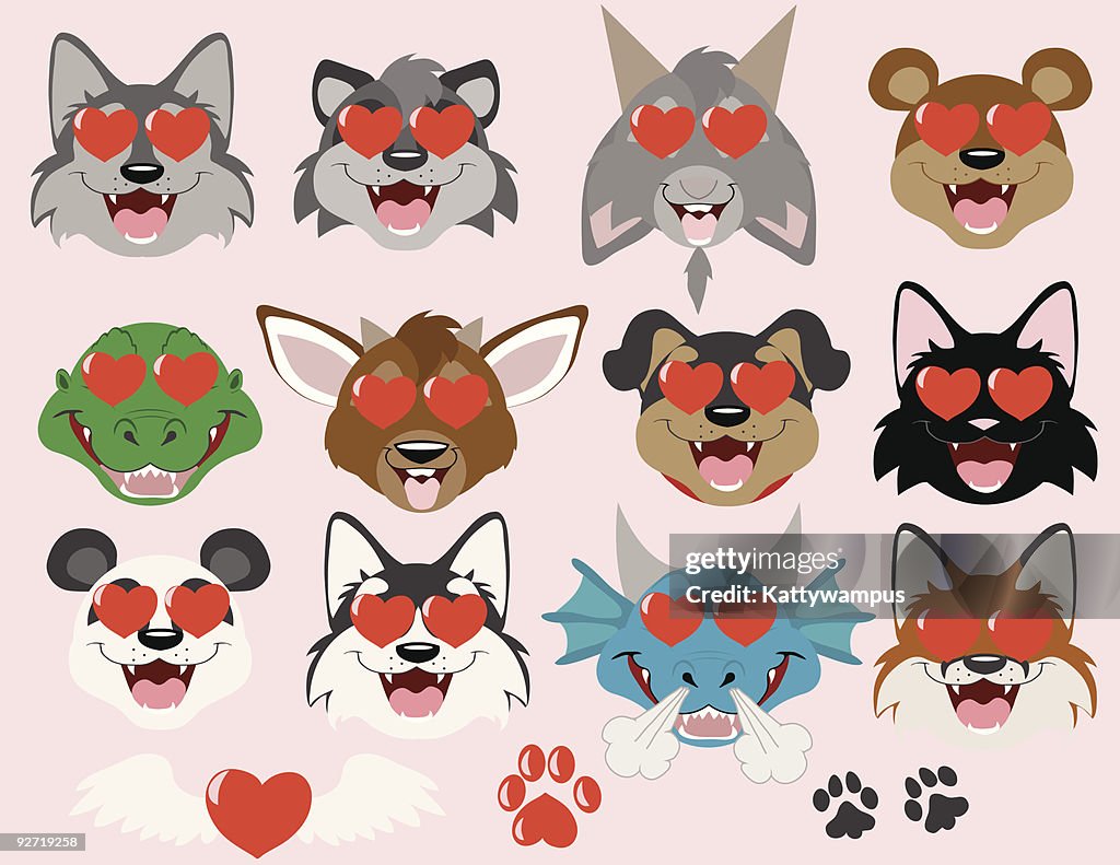 Animals in Love emoticons