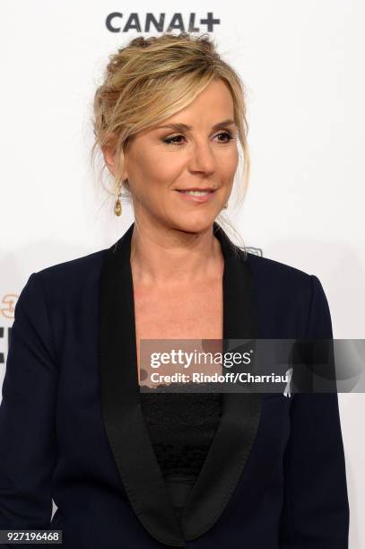 Laurence Ferrari arrives at the Cesar Film Awards 2018 at Salle Pleyel on March 2, 2018 in Paris, France.
