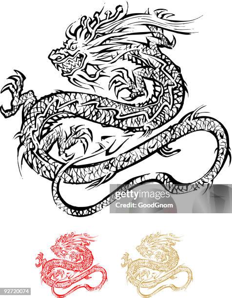dragon - japanischer abstammung stock-grafiken, -clipart, -cartoons und -symbole