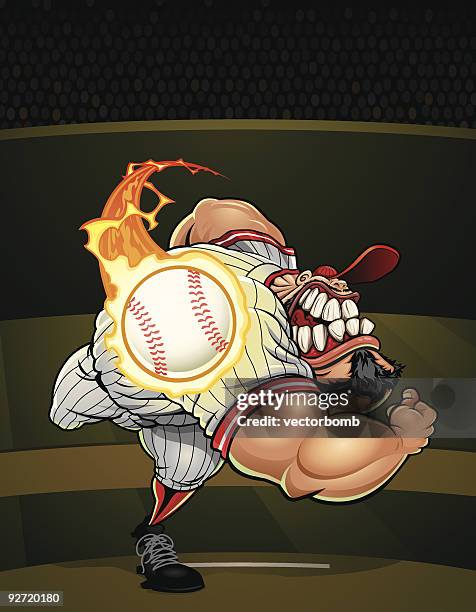 monster fastball - vertical version - baseball team stock illustrations