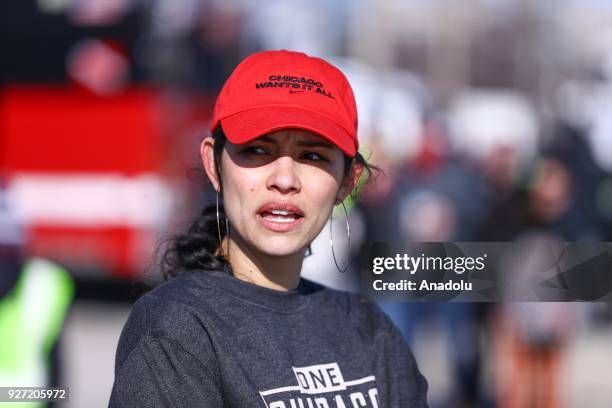 American television actress Miranda Rae Mayo takes part in the 18th Annual Chicago Polar Plunge organized to support the athletes of Special Olympics...