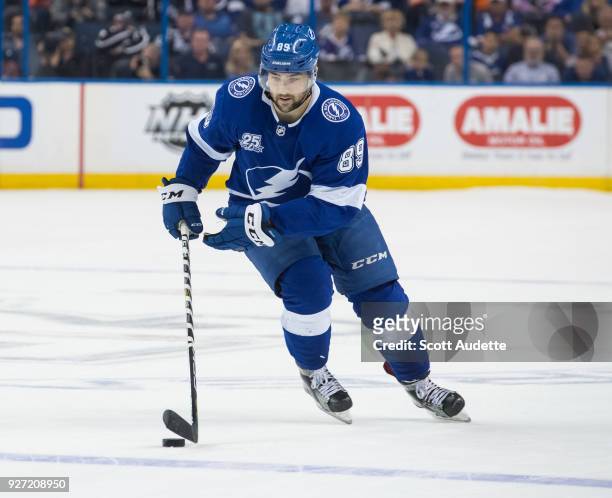 Cory Conacher of the Tampa Bay Lightning against the Philadelphia Flyers at Amalie Arena on March 3, 2018 in Tampa, Florida. "n