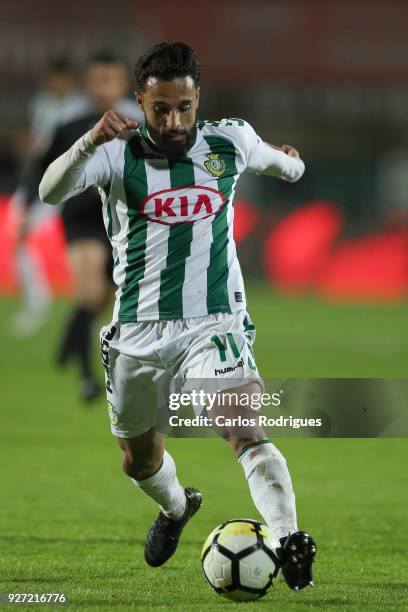 Setubal midfielder Joao Costinha from Portugal during the Primeira Liga match between Vitoria Setubal FC and Rio Ave FC at Estadio do Bonfim on March...