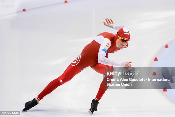 Marcin Bachanek of Poland performs in the men's neo senior 1500 meter final during day 3 of the ISU Junior World Cup Speed Skating event at Utah...