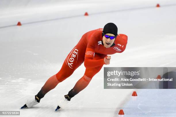 Runar Njatun Kroyer of Norway performs in the men's neo senior 1500 meter final during day 3 of the ISU Junior World Cup Speed Skating event at Utah...