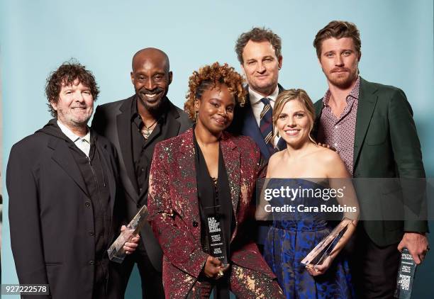 Billy Hopkins, Rob Morgan, Dee Rees, Jason Clarke, Ashley Ingram and Garrett Hedlund attend the 2018 Film Independent Spirit Awards on March 3, 2018...