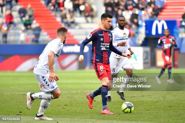 Stef Peeters of Caen during the Ligue 1 match between SM Caen and Strasbourg at Stade Michel D'Ornano on March 4, 2018 in Caen, France.