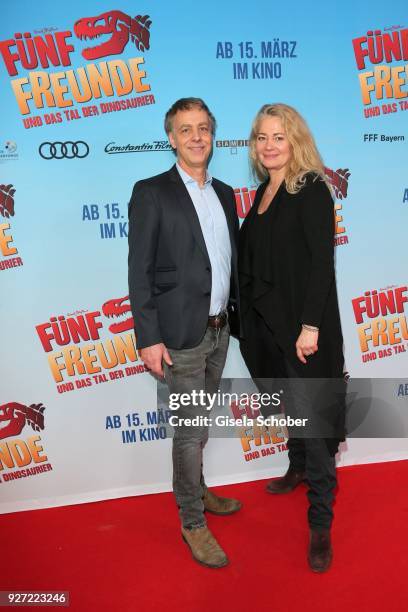 Producer Andreas Ulmke-Smeaton and Ewa Karlstroem during the 'Fuenf Freunde und das Tal der Dinosaurier' premiere at Mathaeser Kino on March 4, 2018...