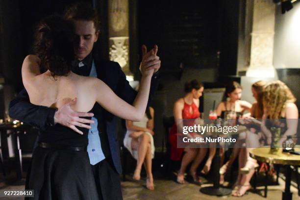 People practice Argentine Tango during a photocall of the Krakus Aires Tango Festival, a 'festival-bridge' between eastern and western tango world...